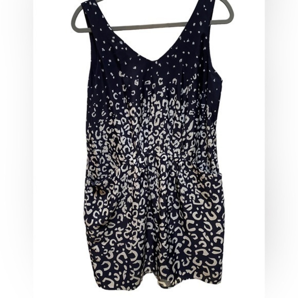 Joe Fresh womens Navy Blue and Off White Sleeveless Dress With Pockets size 10